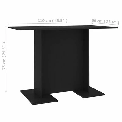 VidaXL Table de salle à manger Noir 110 x 60 x 75 cm Aggloméré 8 VidaXL Table de salle à manger Noir 110 x 60 x 75 cm Aggloméré – Image 6