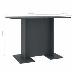 VidaXL Table de salle à manger Gris 110 x 60 x 75 cm Aggloméré -Promos Tables à manger Boutique image 6 800245