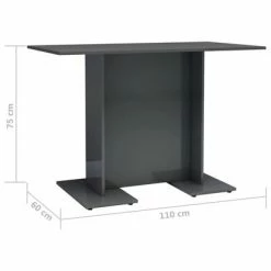 VidaXL Table de salle à manger Gris brillant 110x60x75 cm Aggloméré 13 VidaXL Table de salle à manger Gris brillant 110x60x75 cm Aggloméré -Promos Tables à manger Boutique image 6 800251