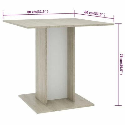VidaXL Table à dîner Blanc et chêne sonoma 80 x 80 x 75 cm Aggloméré 8 VidaXL Table à dîner Blanc et chêne sonoma 80 x 80 x 75 cm Aggloméré – Image 6