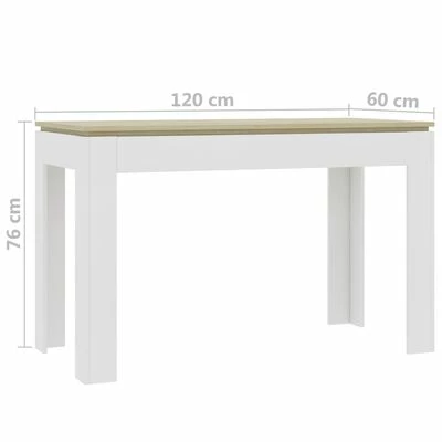 VidaXL Table à dîner Blanc et chêne sonoma 120 x 60 x 76 cm Aggloméré 8 VidaXL Table à dîner Blanc et chêne sonoma 120 x 60 x 76 cm Aggloméré – Image 6