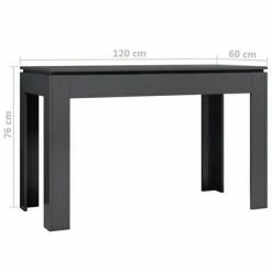 VidaXL Table de salle à manger Gris brillant 120x60x76 cm Aggloméré 13 VidaXL Table de salle à manger Gris brillant 120x60x76 cm Aggloméré -Promos Tables à manger Boutique image 6 800764