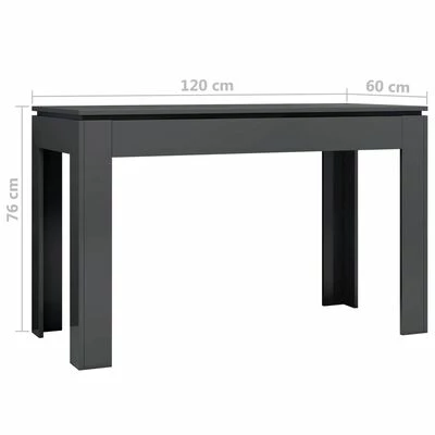 VidaXL Table de salle à manger Gris brillant 120x60x76 cm Aggloméré 8 VidaXL Table de salle à manger Gris brillant 120x60x76 cm Aggloméré – Image 6